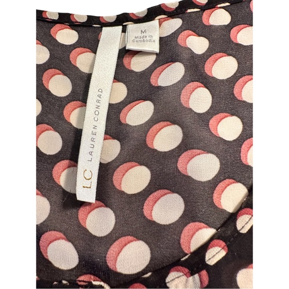 Lauren Conrad Rockabilly Top Peplum Pinup Silhouette Ruffle Polka Dot Medium - Picture 7 of 16